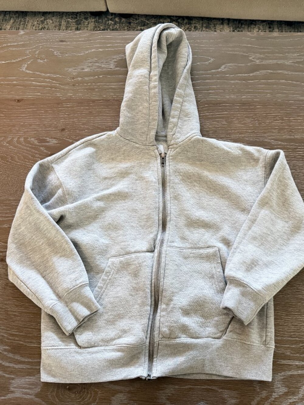 Girls Zara light gray zip up hoodie sweatshirt long sleeve size 8-9